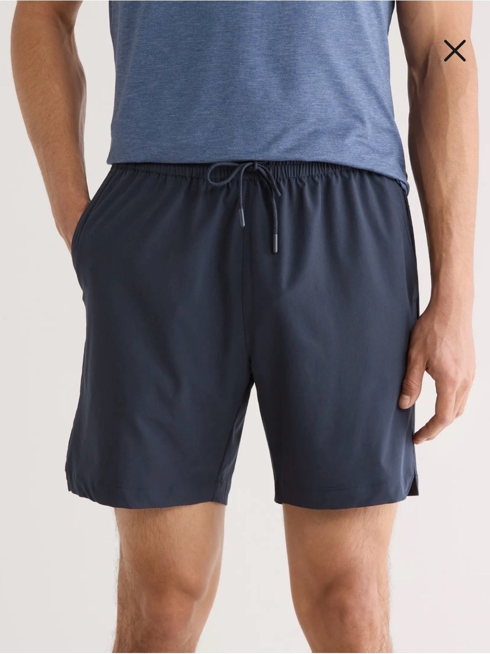 Zella Performance Casual Shorts Mens Large Navy Blue Elastic Tech Fleece Soft
